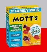 Mott's Assorted Fruit Snacks Family Pack, Gluten Free Gummies, Made with Fruit & Veggie Juice, Go...