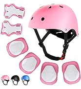 Kids Bike Helmet Set Skateboard Knee Pads, Helmet Pad Set Protective Gear Set Adjustable for Girl...
