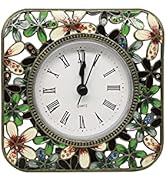 Pewery Decorative Mini Table Clock, Vintage Metal Silent Analog Clock Quartz Battery Operated Tab...
