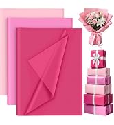 PLULON 90 Sheets Pink Tissue Paper for Gift Bags, Colored Gift Wrapping Paper Tissue Bulk for Cra...