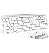 seenda COE401 Bluetooth Keyboard Mouse Combo, Rechargeable, White Silver | Silent rechargeable ke...