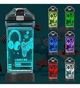 Attivolife Game Glowing Water Bottle, Light Up Kids Cup with 3D Gamepad Control Illusion Lamp-14 ...