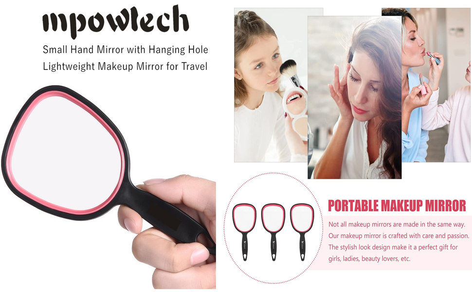 Mpowtech Small Hand Mirror with Hanging Hole