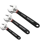 MAXPOWER 3PCS Adjustable Wrench Set, 6-Inch 8-Inch 10-Inch Adjustable Shifter Movable Spanner wit...