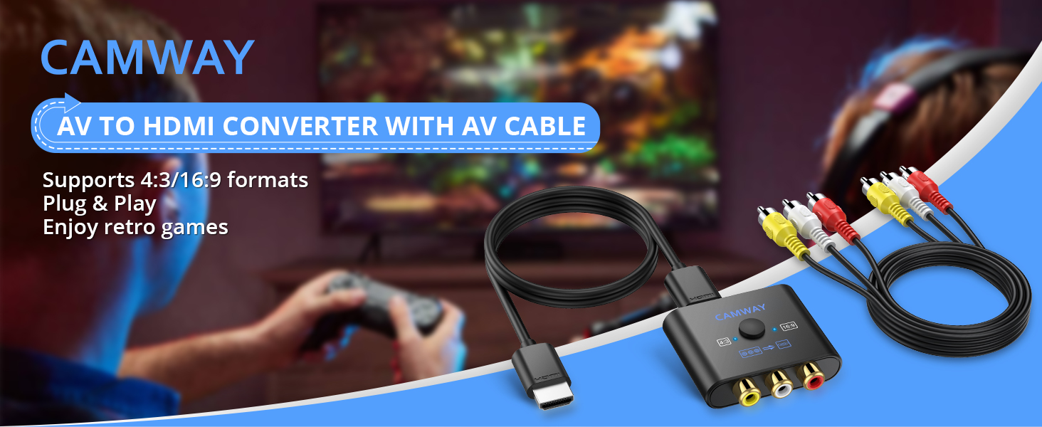 CAMWAY RCA to HDMI Converter with AV Cable