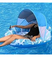 COOLCOOLDEE Pool Float with Canopy for Adults,Inflatable Lounge Chair with UPF 50+ Sun Protection...