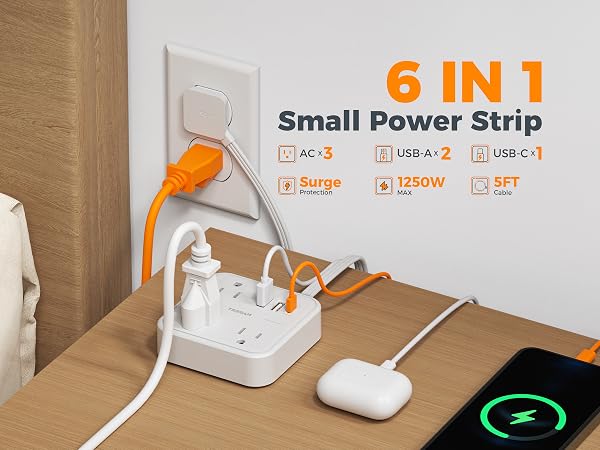 Power strips with surge protection