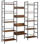 Donext 5-Tier Triple Wide Bookshelf, 69.3" W x 11.8" D x 70.1" H Extra Large Bookcase, Tall Open ...