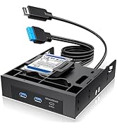 GRAUGEAR 5.25 Inch Internal USB Hub Front Panel – USB-C 20Gbps + 2X USB-A 5Gbps, Dual 2.5? SSD/HD...