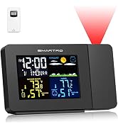 SMARTRO SC91 Projection Alarm Clock for Bedrooms with Weather Station, Wireless Indoor Outdoor Th...