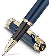 MCNTEIK 317 Rollerball - Stunning Luxury Blue Lacquer Pen with 24K Gold Finish, Schmidt Black Ink...