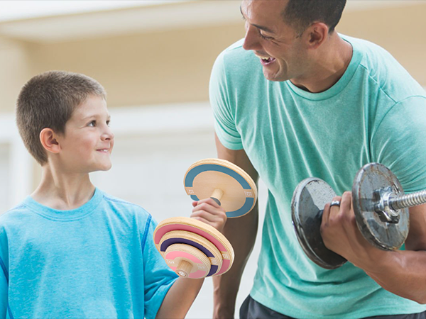 Kids Wooden Workout Play Weights