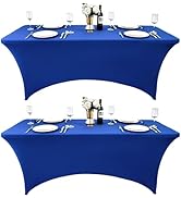 ZarzaaSik 2-Pack 6ft Spandex Table Covers for Rectangle Standard Folding Tables - Wrinkle Resista...