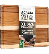 Acacia Wood XL Cutting Board for Kitchen, Large Cutting Board 17.1 × 12.8 - Wooden Chopping Board...