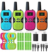 Walkie Talkies for Kids - Rechargeable 4 Pack: Walky Talky for Kids with Charger Battery - Walkie...