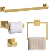 TURS 5-Piece Bathroom Hardware Set Brushed Gold Towel Bar Set Bath Towel Holder Sets SUS 304 Stai...