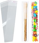 SUREHOME Pretzel Rod Bags 100 Pcs 2x8 Inch Pretzels Bag Adhesive Pretzels Individual Bags Clear R...
