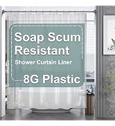 AmazerBath Plastic Shower Curtain Clear Premium PEVA, Clear Shower Curtain Heavy Duty 8G, Weighte...
