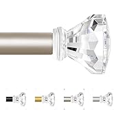 TVWOO Champagne Gold Curtain Rods 28 to 48 Inch,3/4 Inch Adjustable Curtain Rod,Modern Single Win...