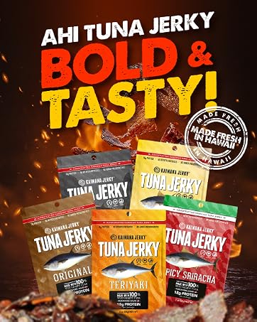 kaimana jerky ahi tuna fish yellowfin organic fresh made in hawaii protein packed flavor bold tasty