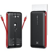 VIYISI Portable Charger with Built-in Cables, Fast Charging Power Bank with Wall Plug 10000mAh, U...