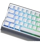 Womier Double Shot Keycaps Shine Through Side Print, White Feather Texture | 136 Keys Custom Keyc...