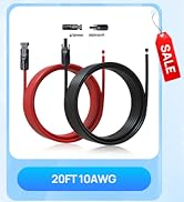 ECO-WORTHY 20FT 10AWG Solar Extension Cable 30A/1000V DC, IP67 Waterproof with Compatible Quick C...