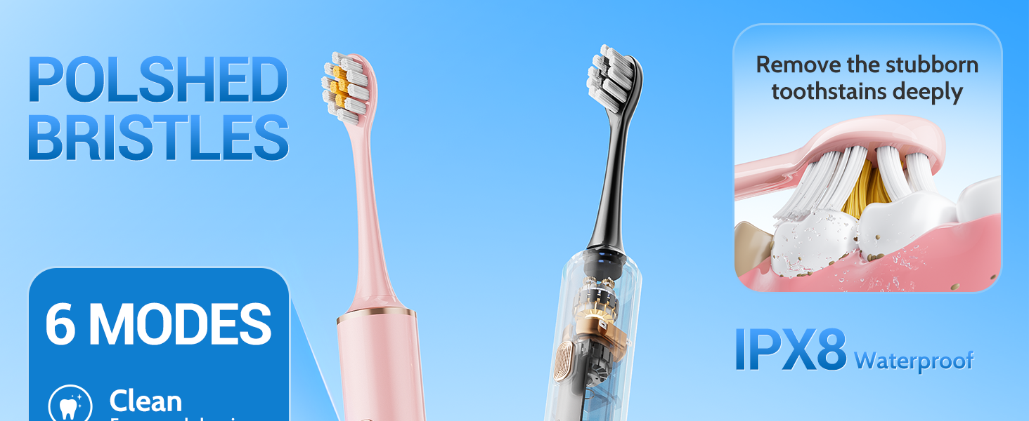Travel Electric Toothbrush Includes 12 Brush Heads