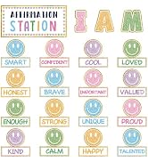 FYSUIMU Boho Smile Face Affirmation Station Bulletin Board Set Positive Sayings Pastel Happy Face...