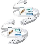 DEWENWILS 3 Outlet Extension Cord with Flat Plug, 3FT 16/3 Awg Grounded Power Cable for Indoor Us...