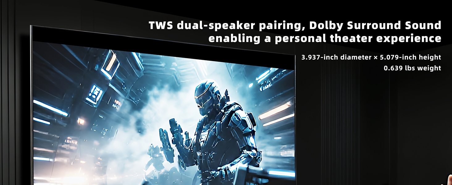 Bluetooth Speaker with HD Sound and Lights, Portable Wireless, Long-lasting battery life, TWS