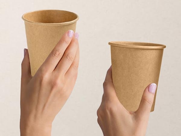 Kraft paper Cups Brown Disposable Paper Coffee Cups Unbleached Cups for Hot/Cold
