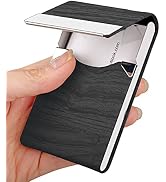 JuneLsy Business Card Holder Case - Professional PU Leather Business Card Case Metal Name Card Ho...