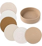 8" Trivets for Hot Dishes, Hot pots and Pans,6 Heat Resistant Hot Pads and Storage Basket 1 Pack,...
