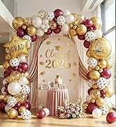Red Gold Graduation Balloons, Graduation Round Star Balloons Foil, Congrats GRAD Cap Printed Ball...