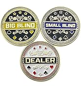Luck Lab Set of 3 Metal Poker Buttons - Dealer Button, Big Blind and Small Blind Metal Weights (P...