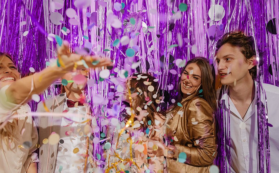 purple streamers backdrop party decorations foil fringe curtain tinsel backdrop birthday decoration