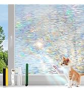 Decorative Stained Glass Window Film, Privacy Film for Glass Windows Rainbow Window Cling Colored...