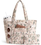 Bagstellar Quilted Tote Bag for Women, Puffer Cotton Work Laptop Tote Teacher Nurse Shoulder Purs...