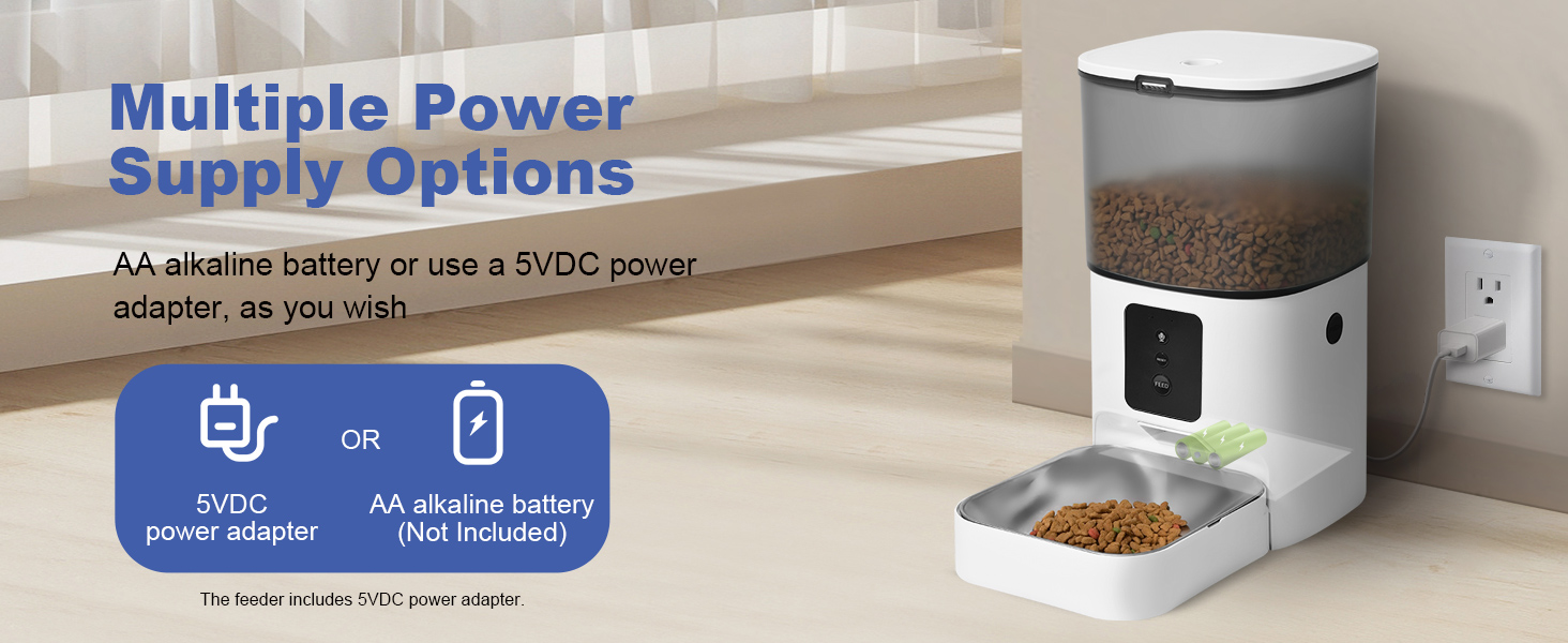 automatic cat feeder two power supplies