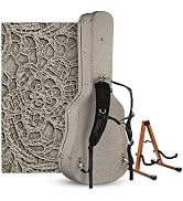 AW Acoustic Guitar Hard Case with Backpack Strap & Folding Stand Fits 40" | 41" Classical Dreadno...