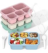 Bento Box Adult Lunch Box - 4 Pack, 5 - Compartment Meal Prep Container for Kids, Reusable Food S...