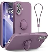 ABITKU for iPhone 17 Case 6.3'', Ring Stand Silicone Slim Design (with Wrist Strap), Magnetic Car...