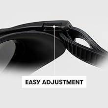 arena The One swim goggle closeup with details on adjustable clip and split strap