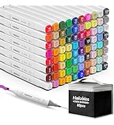 Halobios 80 Alcohol Markers, Dual Tip Fine & Broad Drawing Markers Alcohol Marker Set with Case, ...