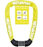NDakter Bike Chain Lock, 5 Digit Combination Heavy Duty Anti Theft Bicycle Chain Lock,2.62/3.2/4....
