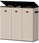 Vexalora 185L Laundry Hamper 3 Section, Laundry Hamper with Lid, Dirty Clothes Hamper with 3 Remo...