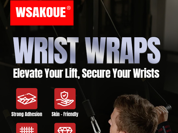 WSAKOUE Weightlifting Wrist Wraps - 18" Professional Wrist Support with Heavy-Duty Thumb Loop 2