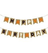 ANFEST Halloween Happy Birthday Burlap Banner Party Props Sign Pre-Strung | Halloween birthday pa...