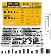SVLING Set Screw Assortment Kit 700PCS, 25 Sizes Metric and SAE Set Screws M3 M4 M5 M6 M8 1/8" 5/...